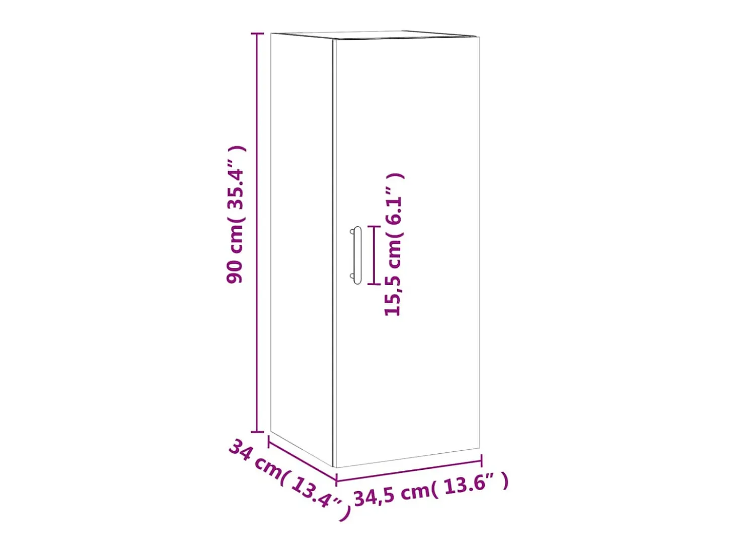 Armario de pared gris Sonoma 34,5x34x90 cm