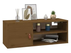 Armario de pared marrón miel 80x30x30 cm Madera maciza de pino
