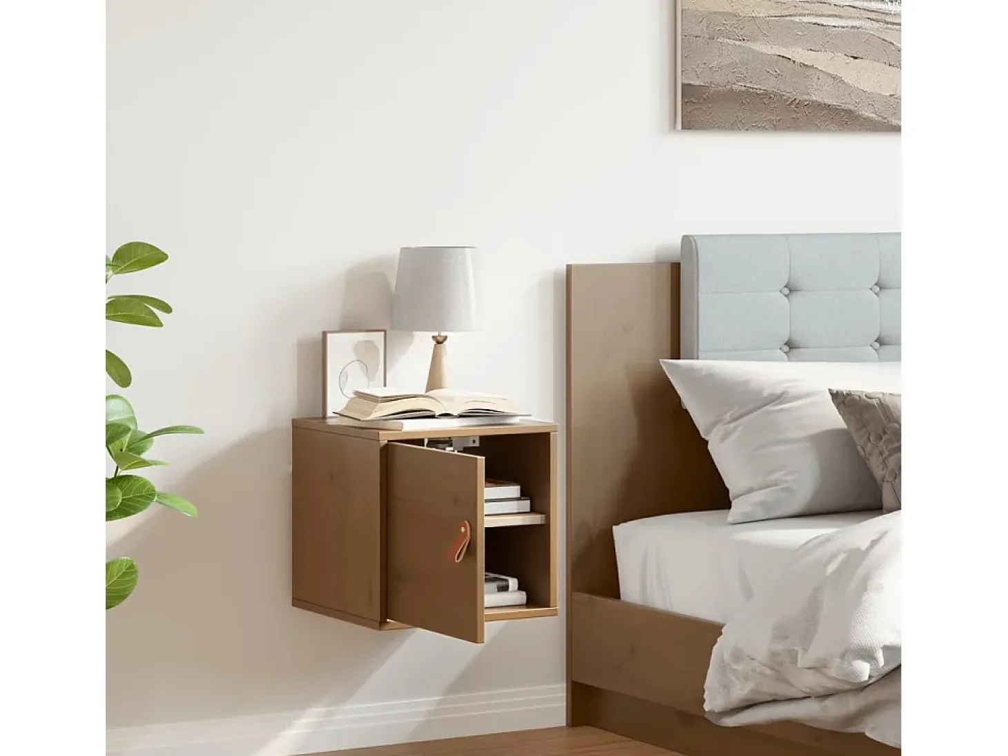 Armario de pared marrón miel 31,5x30x30 cm Madera maciza de pino