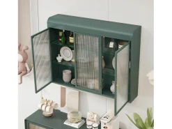 Armario de pared moderno con puertas de cristal - para cocina y baño - 90 × 20 × 70 cm, Blanco