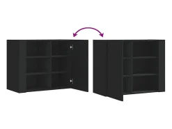 Armario de pared negro 75x35x60 cm madera de ingeniería