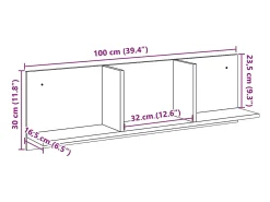 Armario de pared 100x16,5x30 cm madera de ingeniería gris hormigón