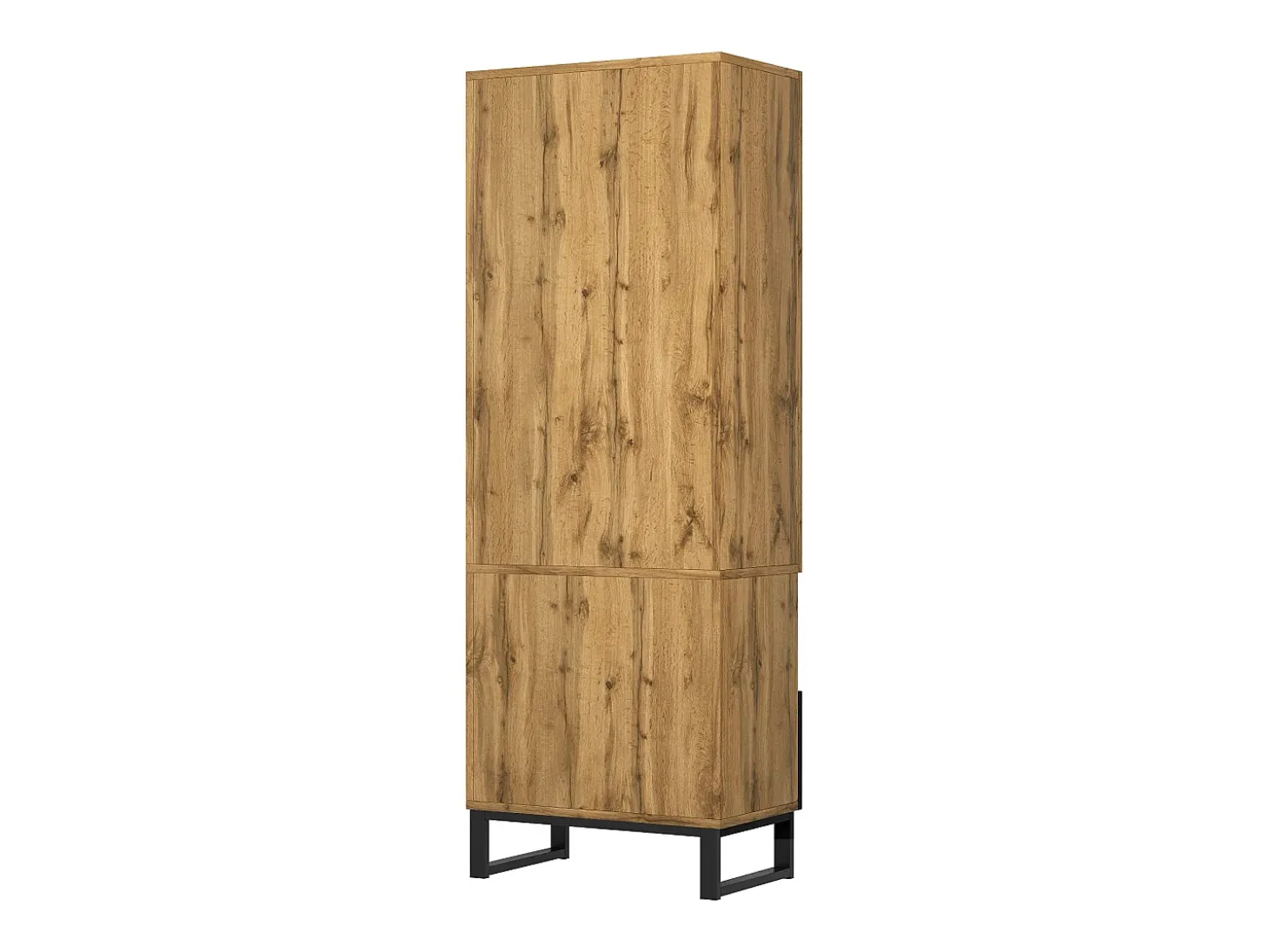 Armario de recibidor con cajón, estantes regulables y perchero, tablero de partículas de madera, color natural y negro (180x38x65 cm)