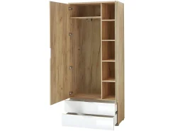 Armario de recibidor escandinavo con espacio para colgar y espejo 196x84x40cm Rosvik