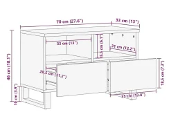 Armario de TV Blanco 70 x 33 x 46 cm madera maciza de mango