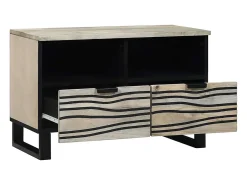 Armario de TV Blanco 70 x 33 x 46 cm madera maciza de mango