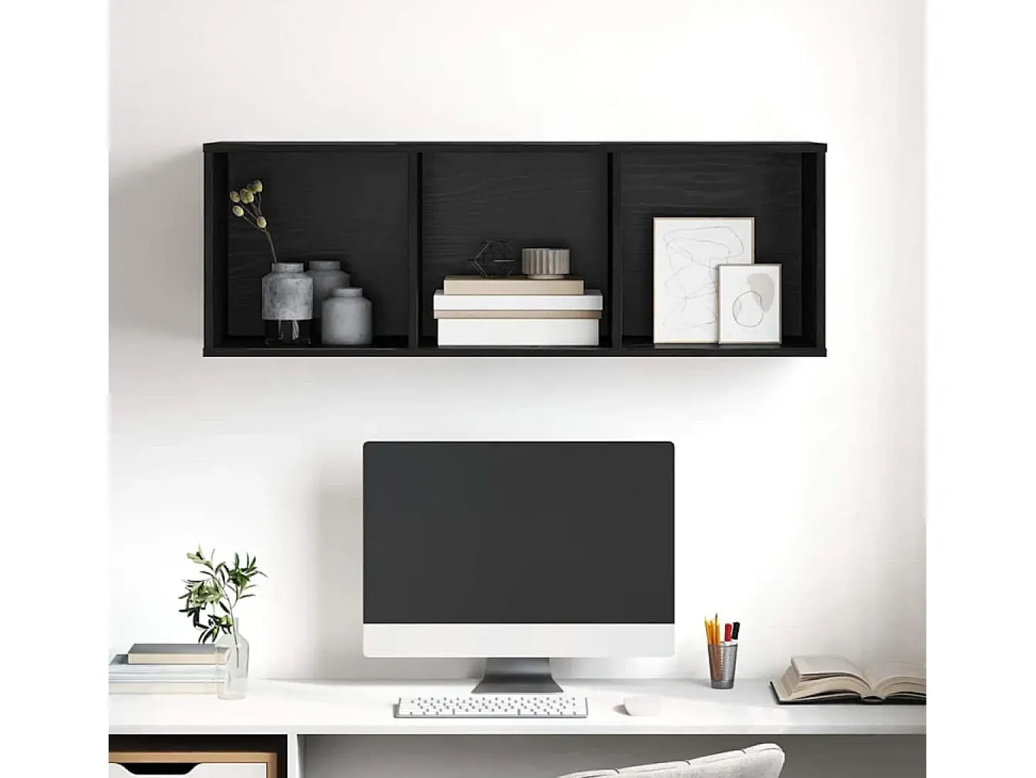 Armario de TV Roble negro 37 x 37 x 107 cm Madera contrachapada