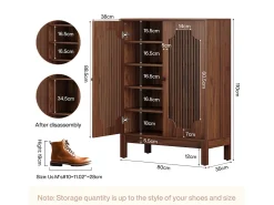 Armario de zapatos con puertas de listones, armario de zapatos de 5 niveles con estantes ajustables, estante de zapatos para 20 pares.
