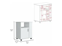 Armario inferior Lower para microondas en melamina con gabinete y 4 estantes , 73.4 cm X 60 cm X 39.8 cm , Blanco