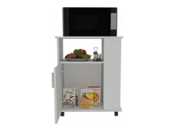 Armario inferior Lower para microondas en melamina con gabinete y 4 estantes , 73.4 cm X 60 cm X 39.8 cm , Blanco