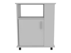 Armario inferior Lower para microondas en melamina con gabinete y 4 estantes , 73.4 cm X 60 cm X 39.8 cm , Blanco