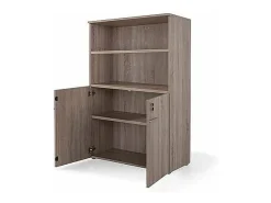 Armario mediano con puertas bajas para oficina o estudio acabado olmo claro, 141.6 cm(alto