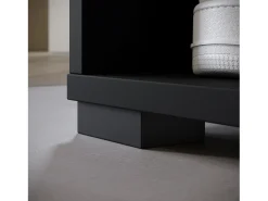 Armario moderno 90 cm armario de entrada con espejo estantes y barra mate grafito negro