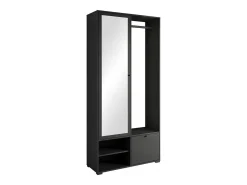 Armario moderno 90 cm armario de entrada con espejo estantes y barra mate grafito negro