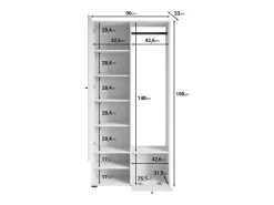 Armario moderno 90 cm armario de entrada con espejo estantes y barra mate artisan blanco