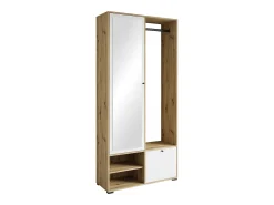 Armario moderno 90 cm armario de entrada con espejo estantes y barra mate artisan blanco