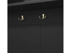 Armario negro con 3 puertas, banco zapatero y 6 ganchos, sencillo y versátil 120×40×191 cm