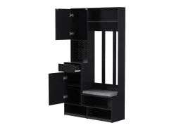 Armario negro con 2 puertas, 1 cajón, 4 ganchos y 1 banco, 100x30x180cm