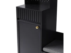 Armario negro con 2 puertas, 1 cajón, 4 ganchos y 1 banco, 100x30x180cm