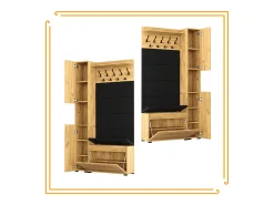Armario para el recibidor con asiento, perchero, panel tapizado y columna