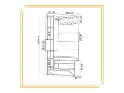 Armario para el recibidor con asiento, perchero, panel tapizado en Blanco