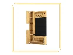 Armario para el recibidor con asiento, perchero, panel tapizado y columna