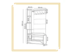 Armario para el recibidor con asiento, perchero, panel tapizado en Blanco