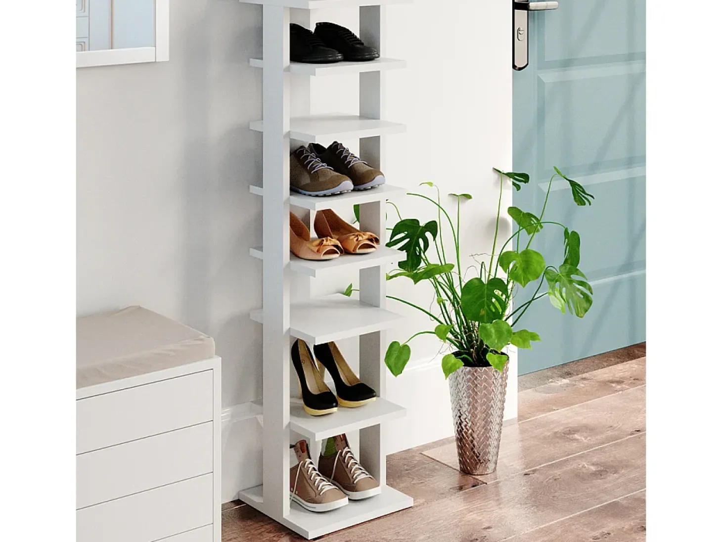 Armario para zapatos blanco 26.7x27.7x110 sara