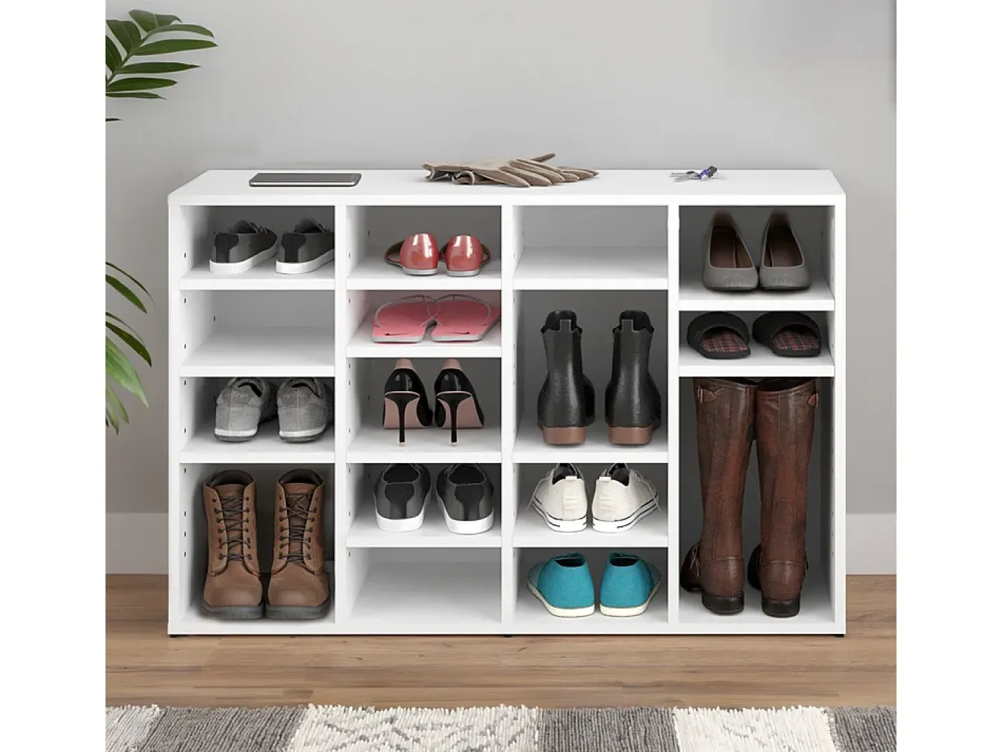 Armario para zapatos blanco 104x30x65.5 lysander