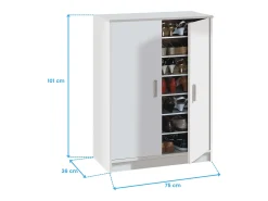 Armario para zapatos de 2 puertas y 6 estantes de almacenamiento Basic - L101 cm