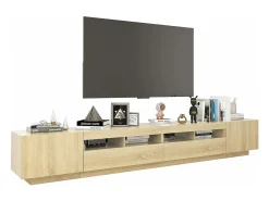 Armario TV con luces LED color roble Sonoma 260x35x40 cm