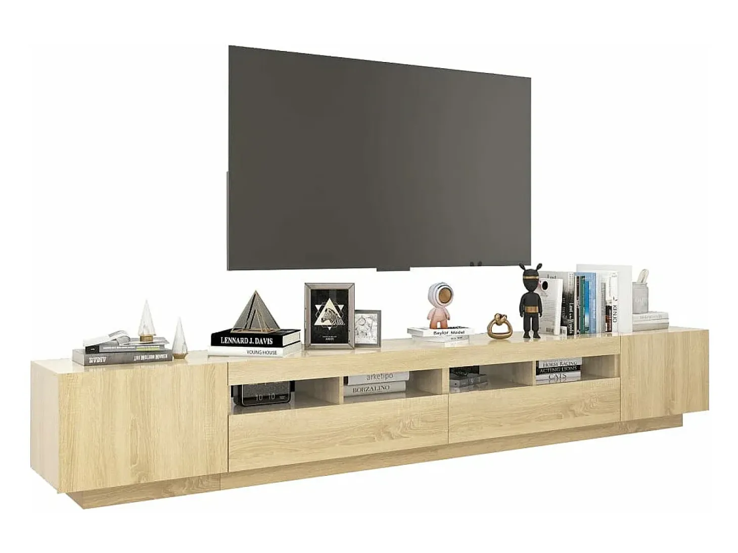 Armario TV con luces LED color roble Sonoma 260x35x40 cm