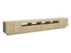 Armario TV con luces LED color roble Sonoma 260x35x40 cm