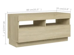 Armario TV con luces LED color roble Sonoma 260x35x40 cm