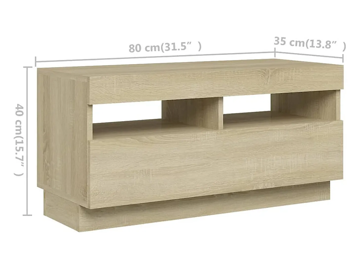 Armario TV con luces LED color roble Sonoma 260x35x40 cm
