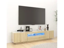 Armario TV con luces LED color roble Sonoma 180x35x40 cm