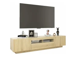 Armario TV con luces LED color roble Sonoma 180x35x40 cm