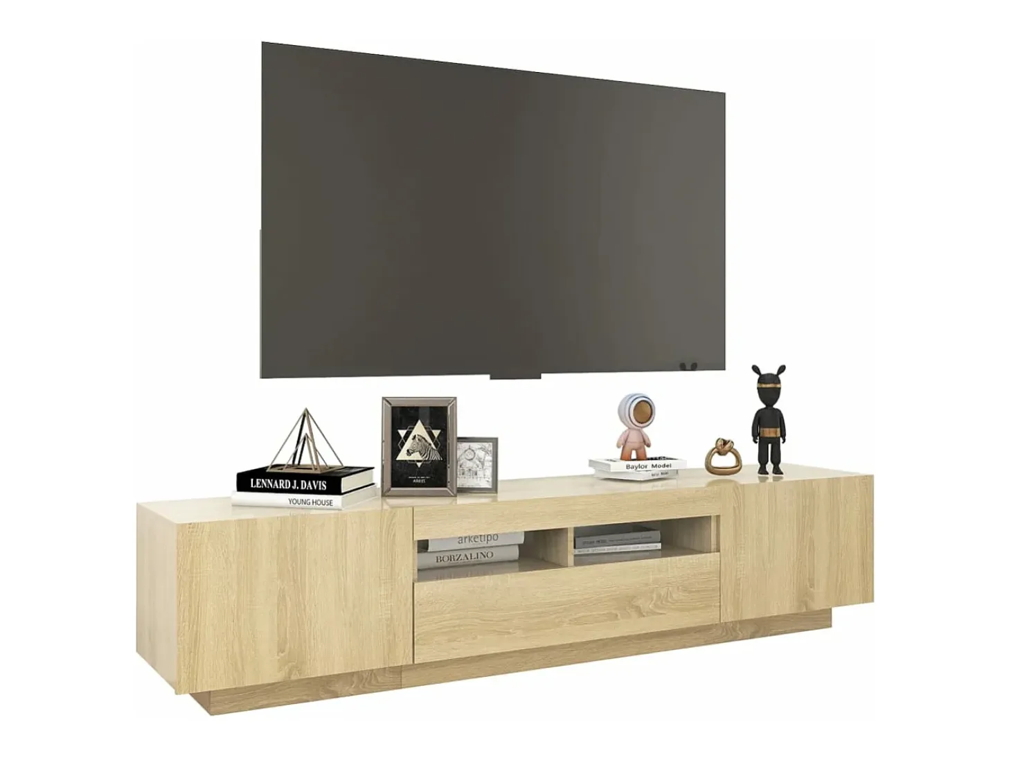 Armario TV con luces LED color roble Sonoma 180x35x40 cm