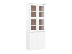 Armario vitrina ALTA madera maciza pino blanco 77x35x186,5cm ES736337