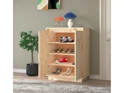 Armario zapatero de madera maciza de pino 60x35x80 cm ES614119