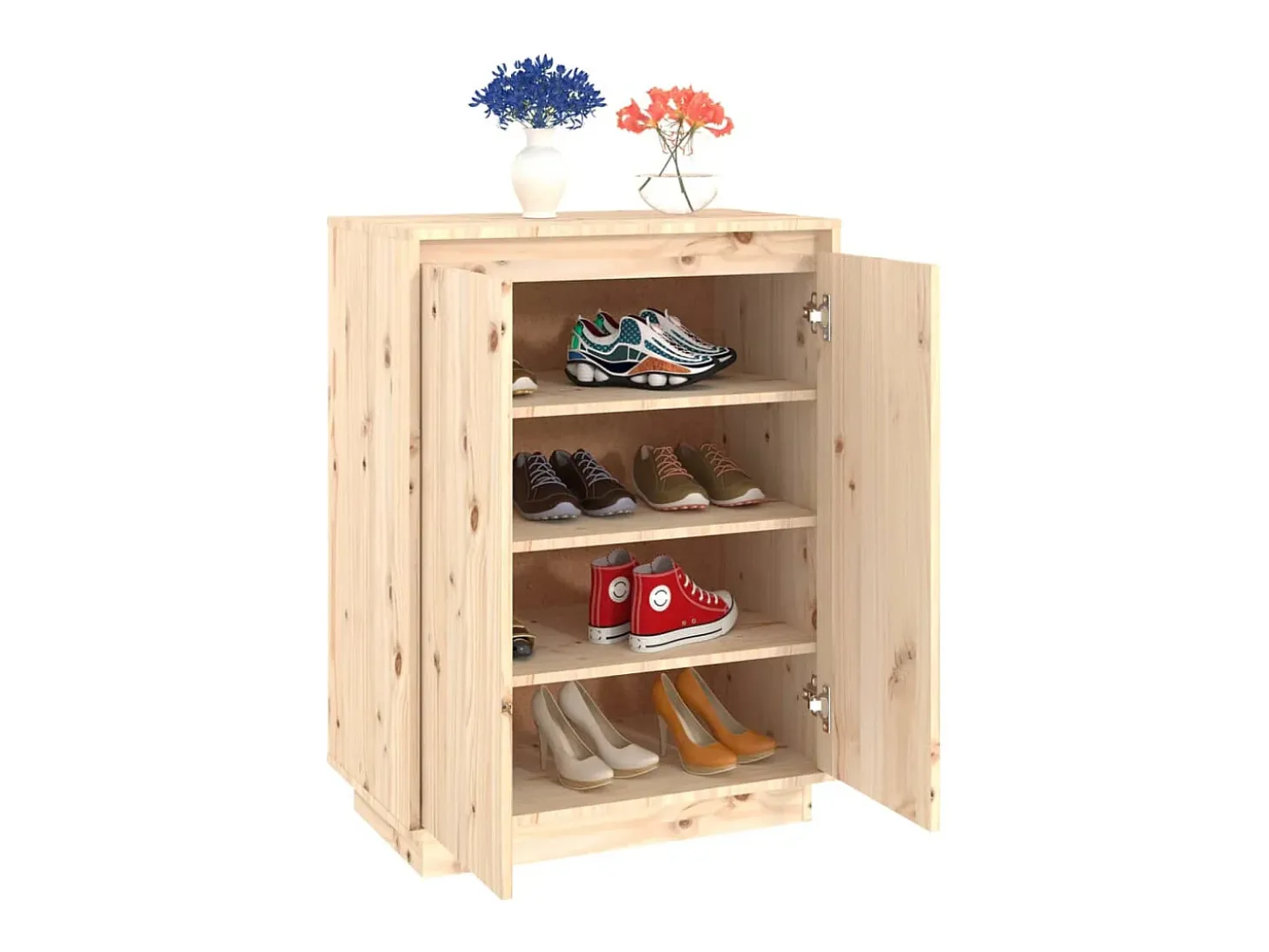 Armario zapatero de madera maciza de pino 60x35x80 cm ES614119
