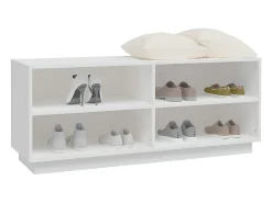 Armario zapatero de madera maciza de pino blanco 110x34x45 cm ES705131