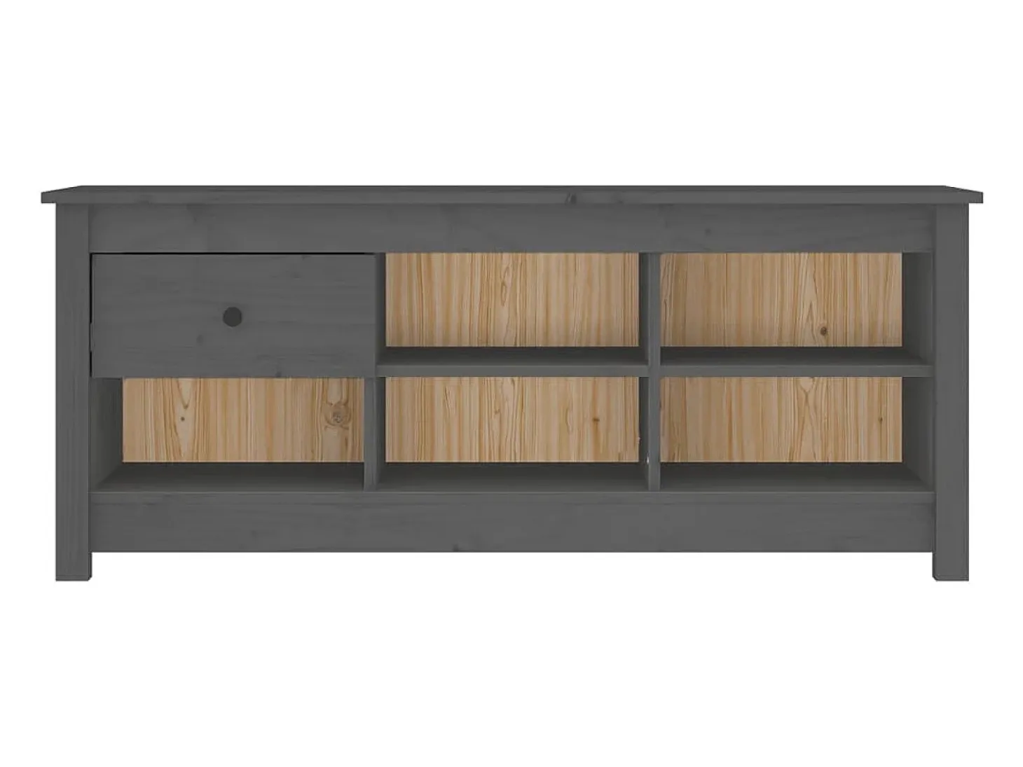 Armario zapatero de madera maciza de pino gris 110x38x45,5 cm ES935368