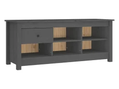 Armario zapatero de madera maciza de pino gris 110x38x45,5 cm ES935368