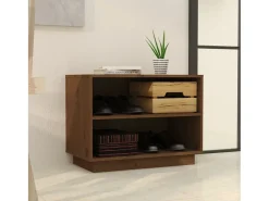 Armario zapatero madera maciza de pino marrón miel 60x34x45 cm ES412459