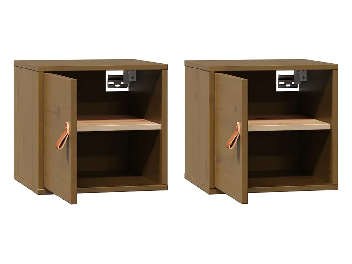 Armarios de pared 2 piezas Marrón miel 31,5x30x30 cm Madera maciza de pino