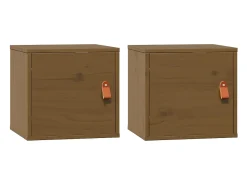 Armarios de pared 2 piezas Marrón miel 31,5x30x30 cm Madera maciza de pino