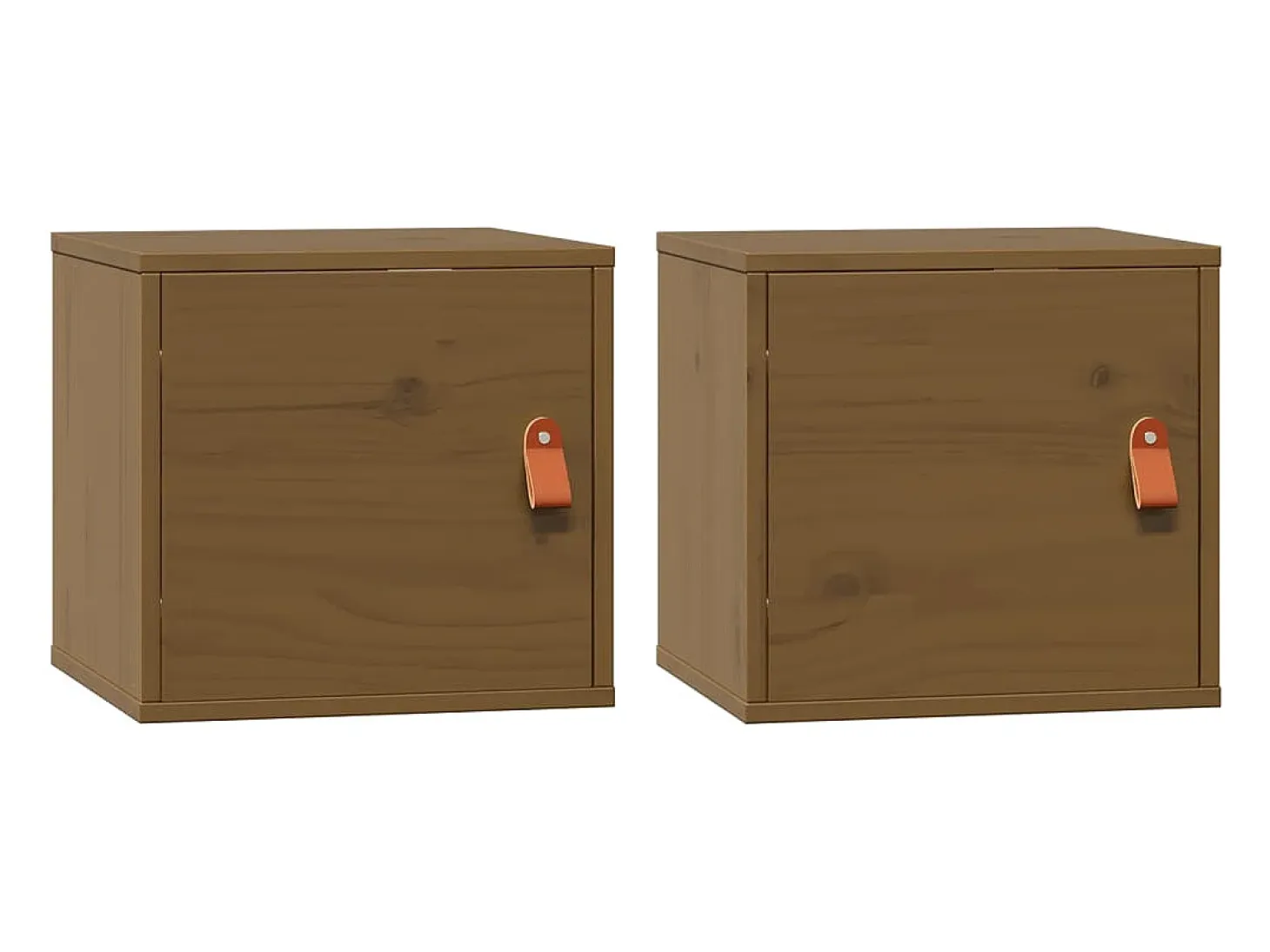 Armarios de pared 2 piezas Marrón miel 31,5x30x30 cm Madera maciza de pino