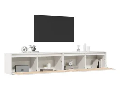 Armarios de pared 2 uds Blanco 100x30x35 cm Madera maciza de pino