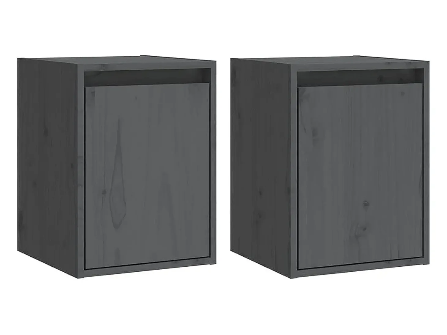 Armarios de pared 2 uds Gris 30x30x40 cm Madera maciza de pino